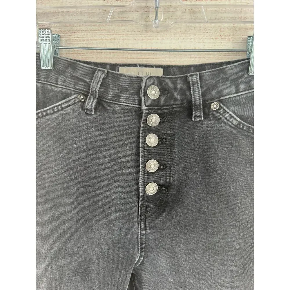We the Free People Button Fly Straight Leg Raw Hem Jeans Womens‎ 29 Black